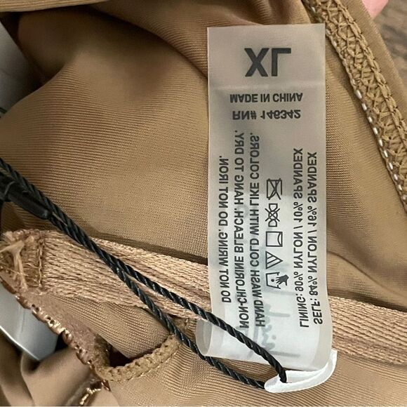 NWT Nicole Miller One Piece Deep VNeck With Sash Swim Suit Tan Size XL - Picture 10 of 11